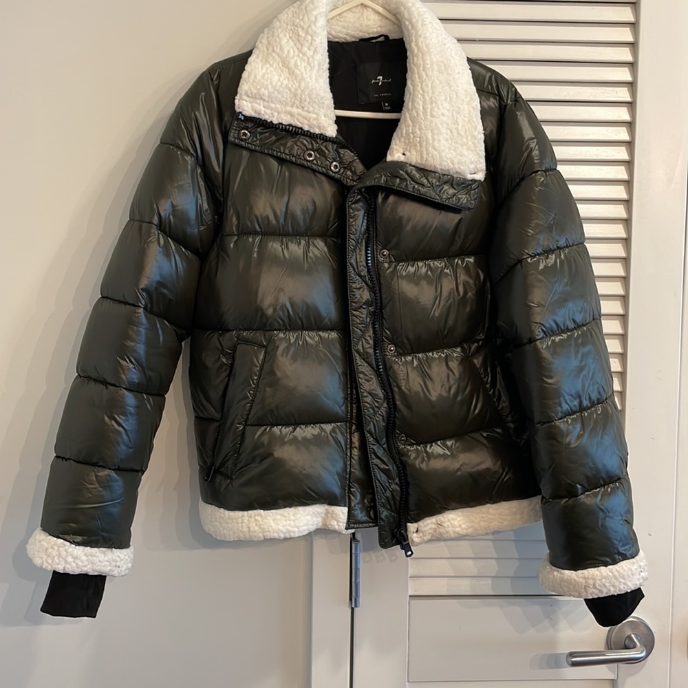 7 for all mankind olive green puffer